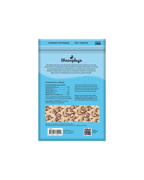 Freeze Dried, Cooked and Peeled Shrimp for Cats and Small Dogs
